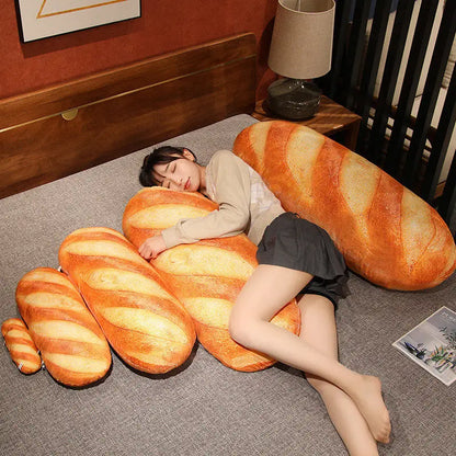 French Bread Plush Pillow | Stuffed Food Plushie Sleeping Companion & Party Prop
