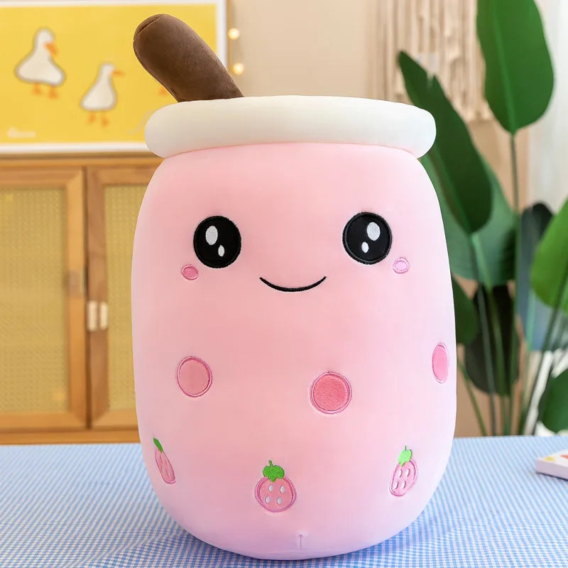 Cute Boba Bubble Tea Plush Toy | 24cm Soft Kawaii Milk Cup Plushie Gift for Kids & Adults