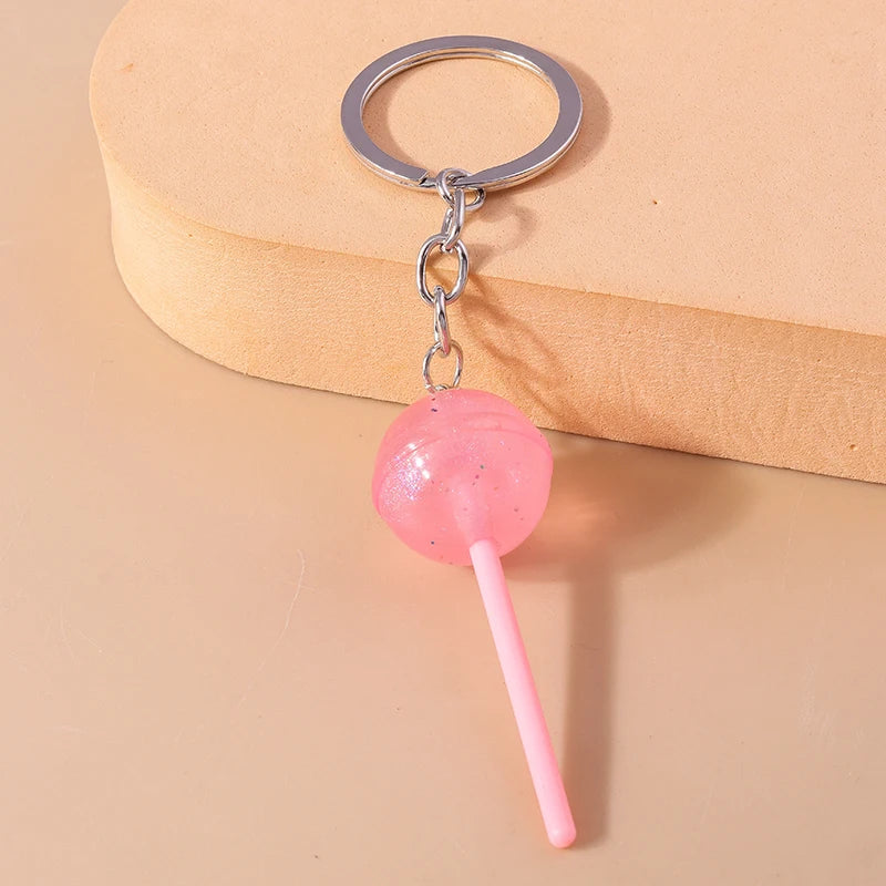3D Simulation Food Keychain – Cute Resin Lollipop, Donut & Snack Key Ring Charms