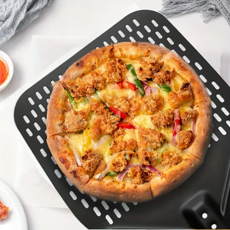 Perforated Aluminum Pizza Peel | 30x35cm Rectangular Transfer Paddle for Professional Pizza Making