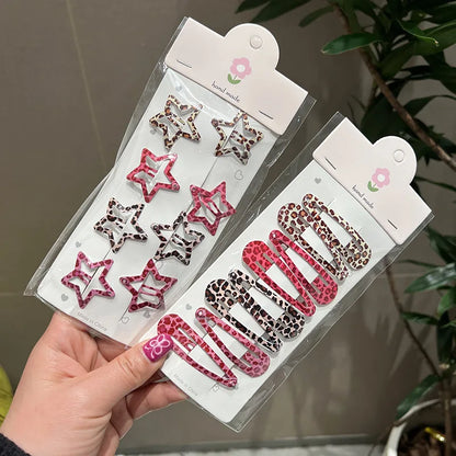 Leopard Print Hair Clips Set – 8 Pcs Vintage BB Clips & Barrettes