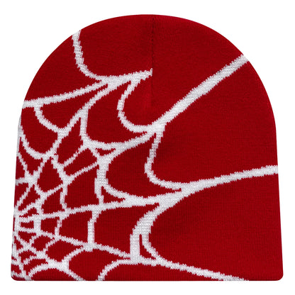Y2K Spider Web Knit Beanie – Unisex Geometric Streetwear Hat for Outdoor & Everyday Wear