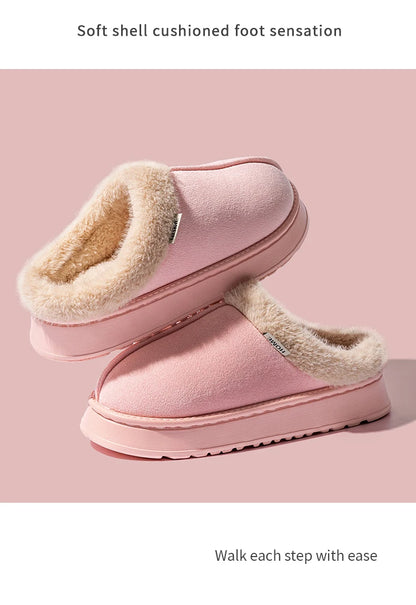 Fluffy Faux Suede Indoor Slippers – Thick EVA Sole Anti-Slip Unisex House Shoes Men and Women