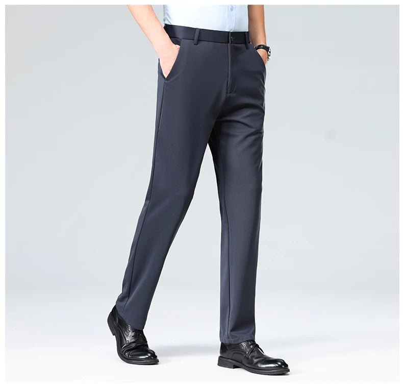 Men's Smart Casual Dress Pants – Elastic Waist Suit Trousers, Straight Fit | Sizes 29–42