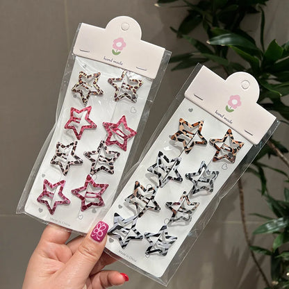 Leopard Print Hair Clips Set – 8 Pcs Vintage BB Clips & Barrettes