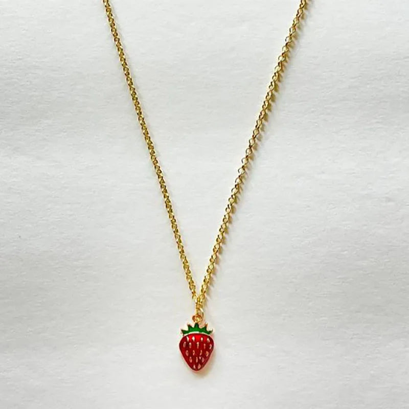 Women's Strawberry Necklace & Earring Set | Y2K Indie Jewelry for a Sweet, Playful Look