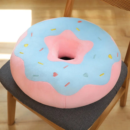 Kawaii Doughnut Plush Pillow — Squishy Stuffed Toy & Decor