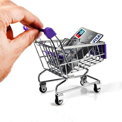 1:48 Mini Supermarket Shopping Cart | Metal Desktop Toy & Home Décor Miniature
