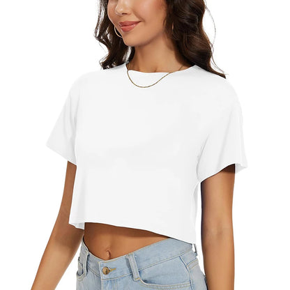 Women's Harajuku Y2K Funny Crop Top | Casual White Short Sleeve Round Neck Summer Streetwear Tee