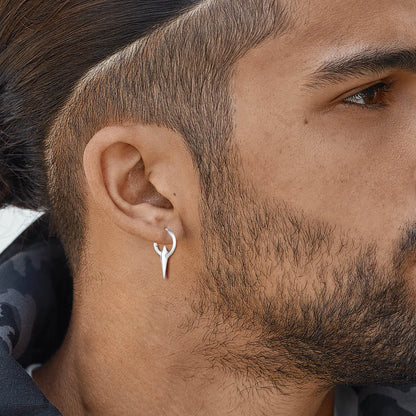 Men's Punk HipHop Hoop Earrings | Silver Color Metal Hoops Piercing Ear Jewelry