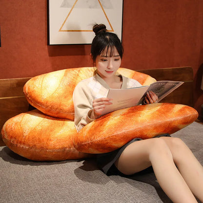 French Bread Plush Pillow | Stuffed Food Plushie Sleeping Companion & Party Prop