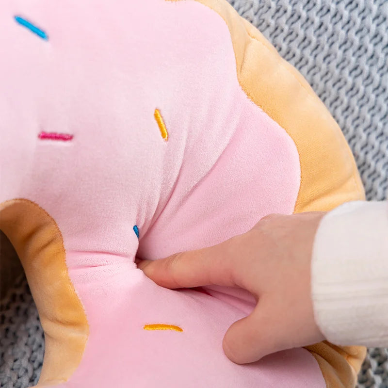 Kawaii Doughnut Plush Pillow — Squishy Stuffed Toy & Decor