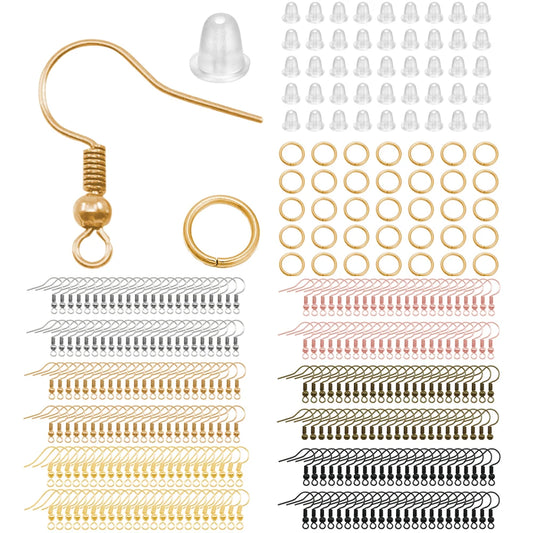 Hypoallergenic Earring Hook Kit | 100/300pcs Fish Hooks, Jump Rings & Ear Wires for DIY Jewelry Making
