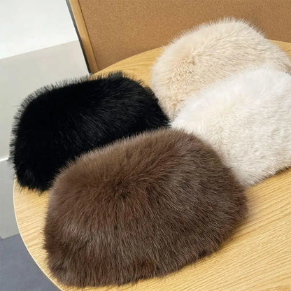 Women's Fluffy Faux Fur Winter Hat – Warm Windproof Bucket & Bomber Cap