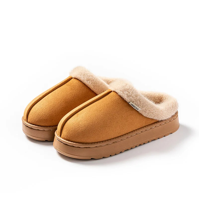 Fluffy Faux Suede Indoor Slippers – Thick EVA Sole Anti-Slip Unisex House Shoes Men and Women