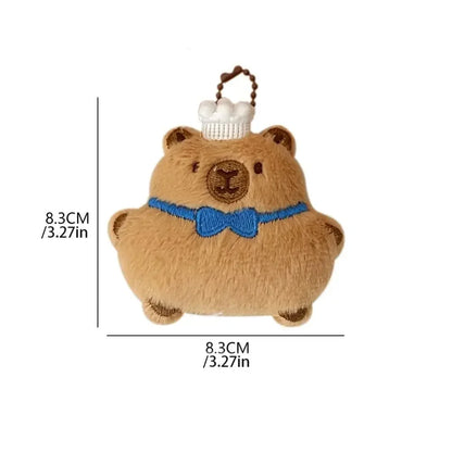 Cartoon Capybara & Croissant Plush Keychain | Soft Bread Food Stuffed Hanging Accessory