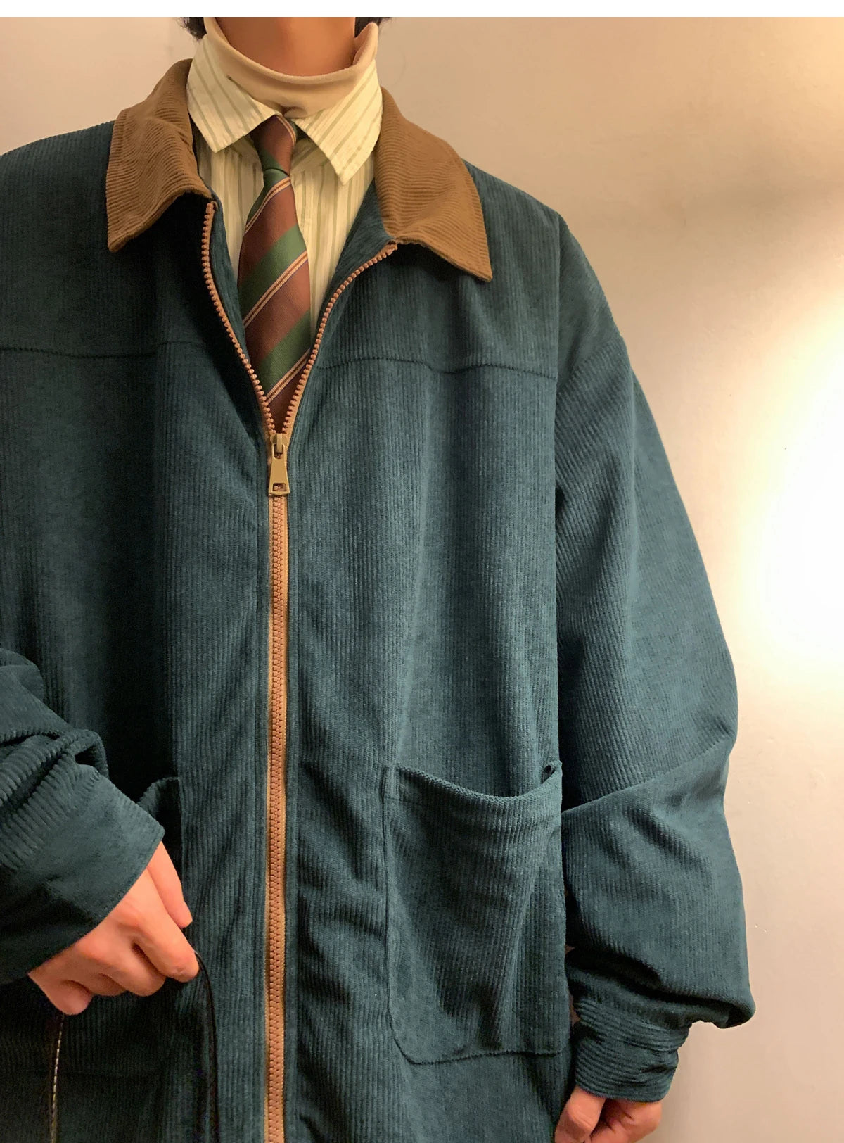 MISNIKI Men's Vintage Bomber Jacket – Zip-Up Windbreaker, Loose Cargo Style | M–5XL
