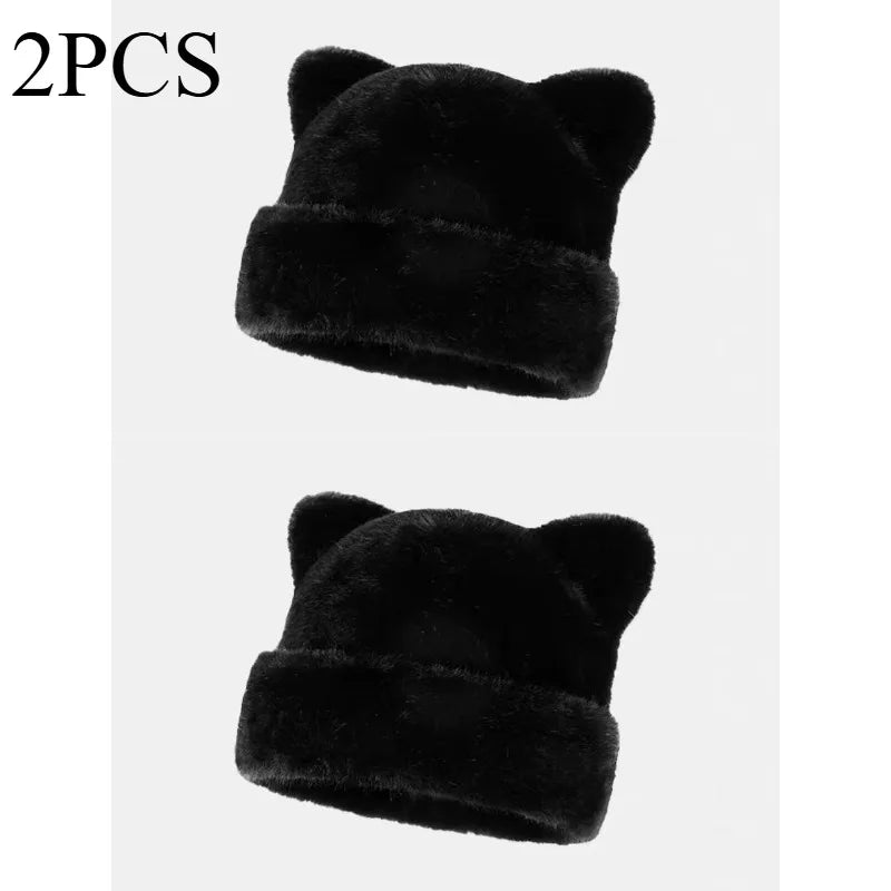 Women's Plush Teddy Bear Beanie – Cute Animal Print Knit Hat | Warm & Cozy