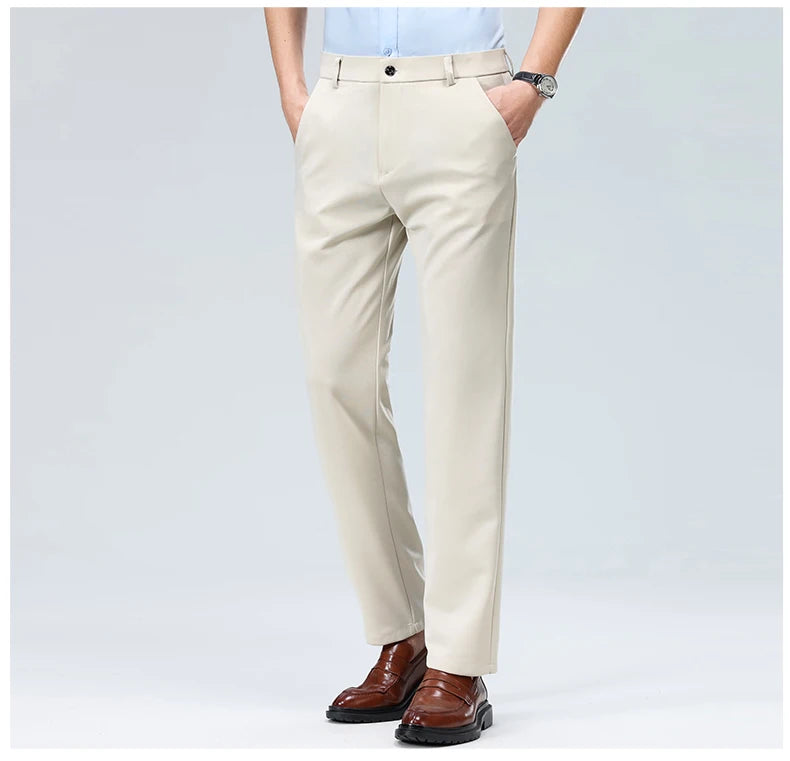 Men's Smart Casual Dress Pants – Elastic Waist Suit Trousers, Straight Fit | Sizes 29–42