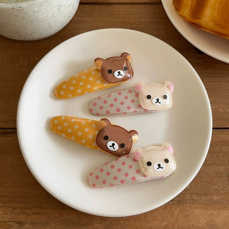 Women's Kawaii Rilakkuma Bear Hair Clip | Cute Wave Point BB Hairpin Birthday Gift
