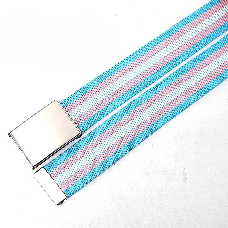 Colorful Striped Canvas Belt – Unisex Military Buckle Waistband (3.8cm x 120cm)