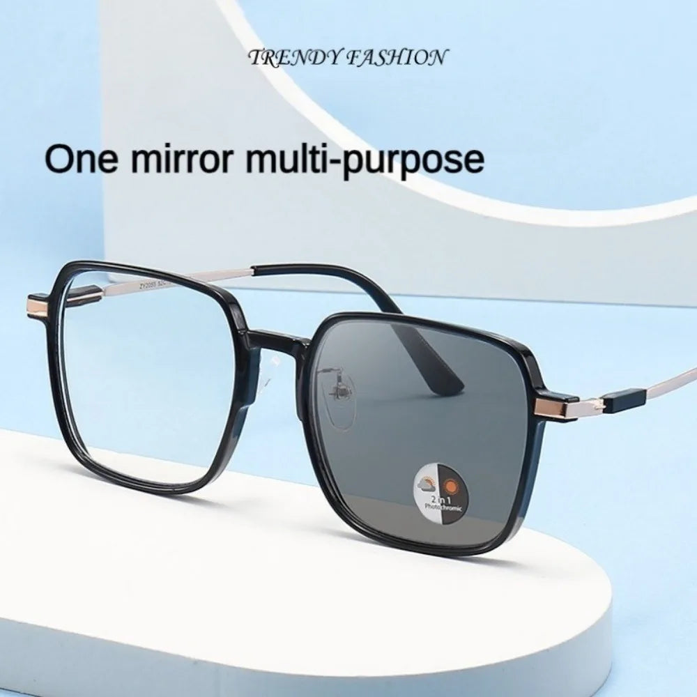 Photochromic Blue Light Blocking Glasses – Square Metal Frame