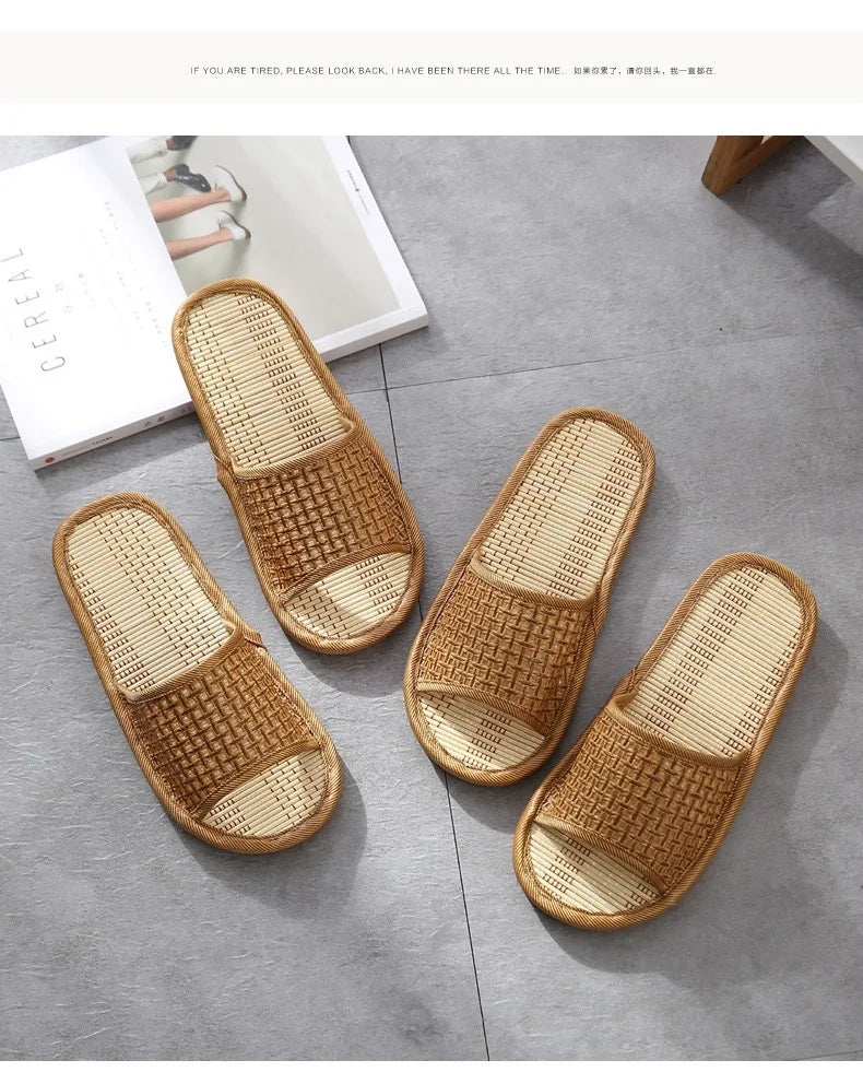 Woven Rattan Slide Sandals for Women and Men