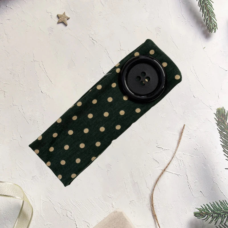 Vintage Polka Dot Button Headband for Women