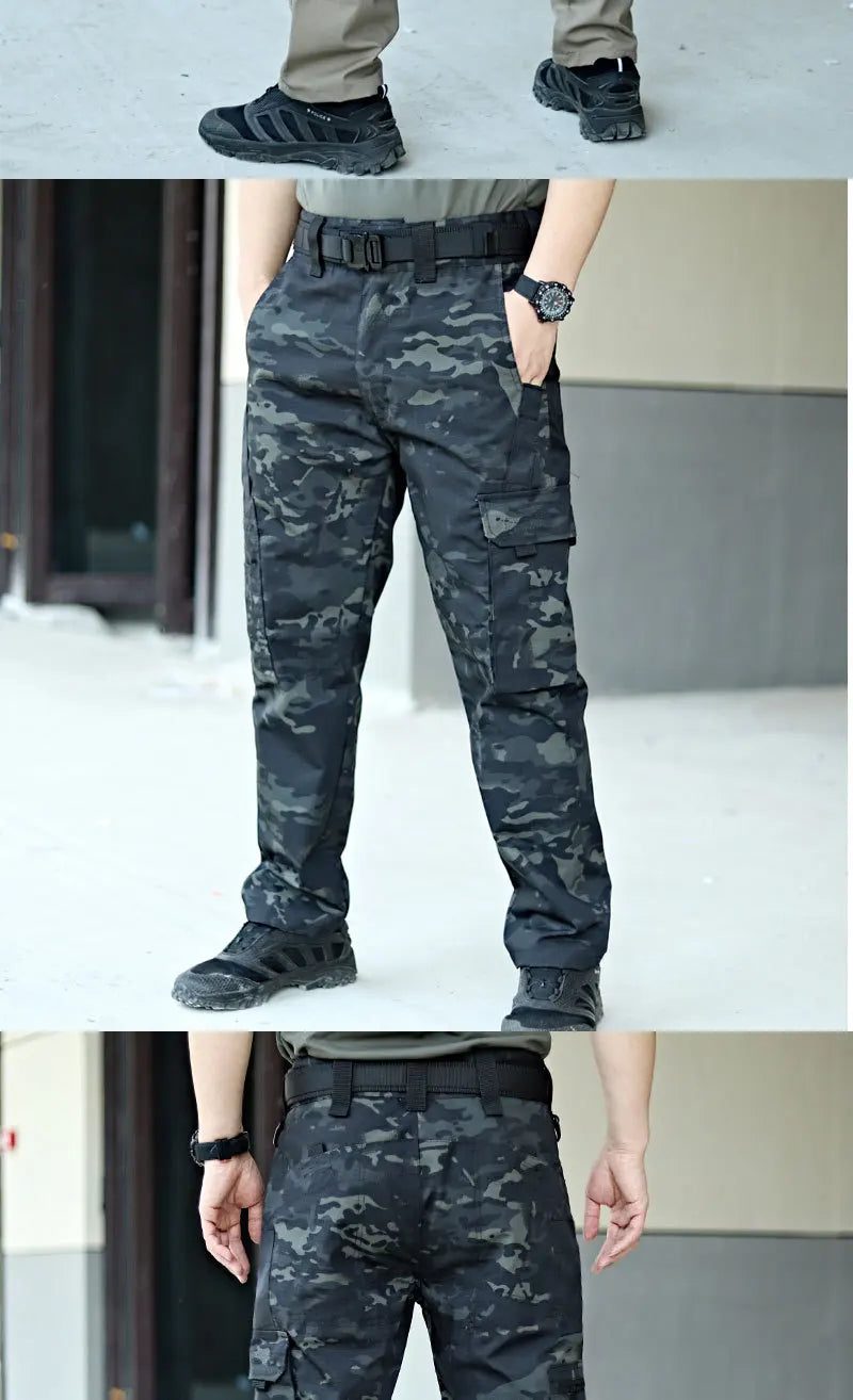 Men's Tactical Work Pants | Waterproof Multi-Pocket Cargo Trousers for Outdoor Hiking & Workwear