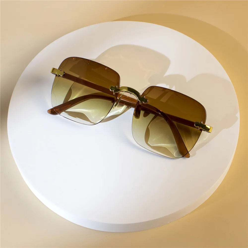 Women's Square Rimless Sunglasses | 4pcs Luxury Designer Summer UV400 Shades for Women & Men