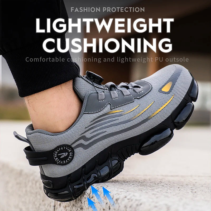 Steel Toe Safety Shoes for Men Lace Free Breathable