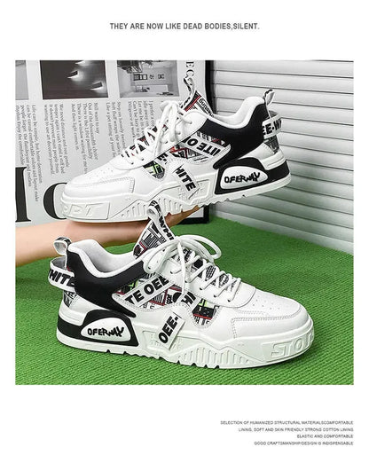 Breathable Lace Up Leather Casual Sneakers for Men