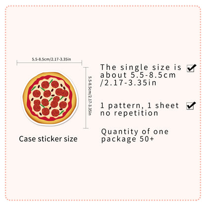 Pizza Cartoon Graffiti Stickers | 50pcs Cute Pizza Series Decals for Laptop, Suitcase & Skateboard