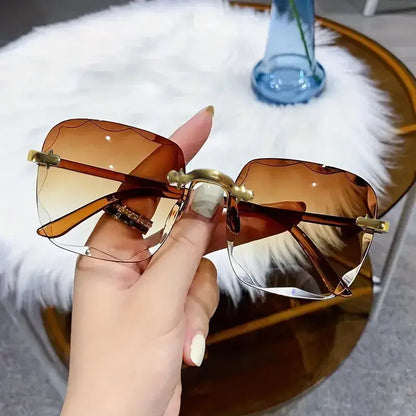 Women's Square Rimless Sunglasses | 3pcs Luxury Designer Summer UV400 Shades for Women & Men