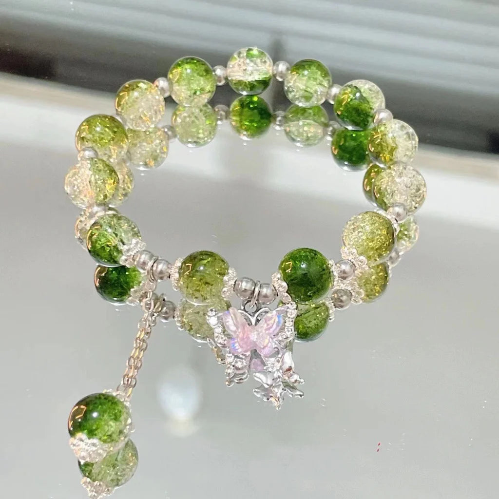 Women's Crystal Beads Bracelet | Korean Flower, Fox & Feather Tassel Friendship Jewelry Gift