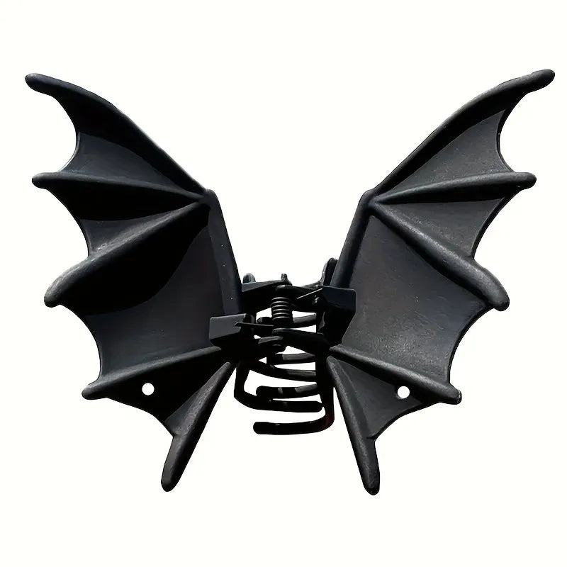 Gothic Bat Hair Clip | Matte Black Punk Animal Print Hairpin for Women & Halloween Party
