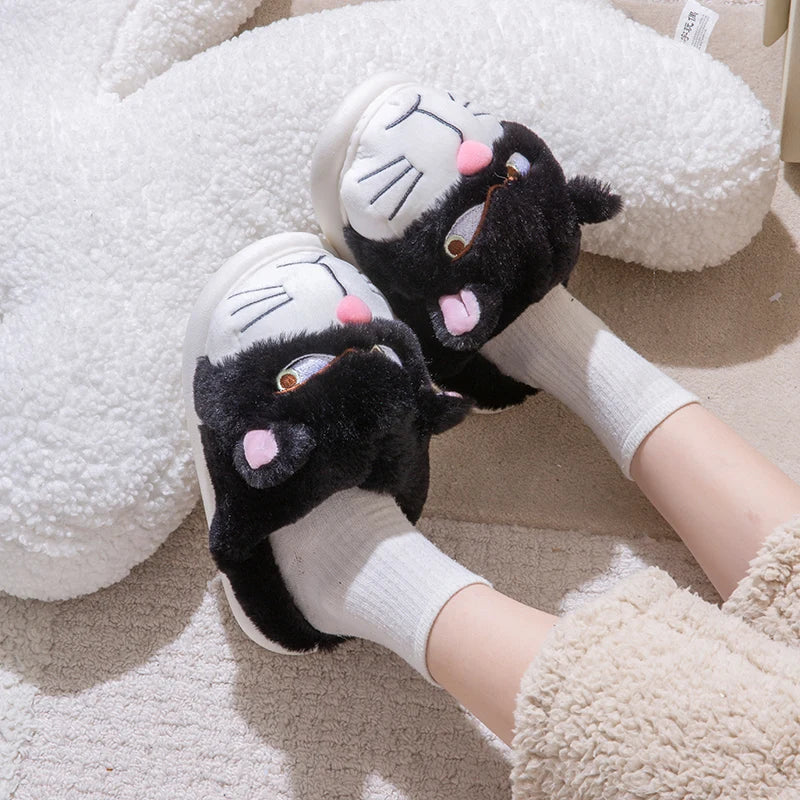 Cartoon Embroidered Plush Slippers – Women's Cozy Indoor House Shoes