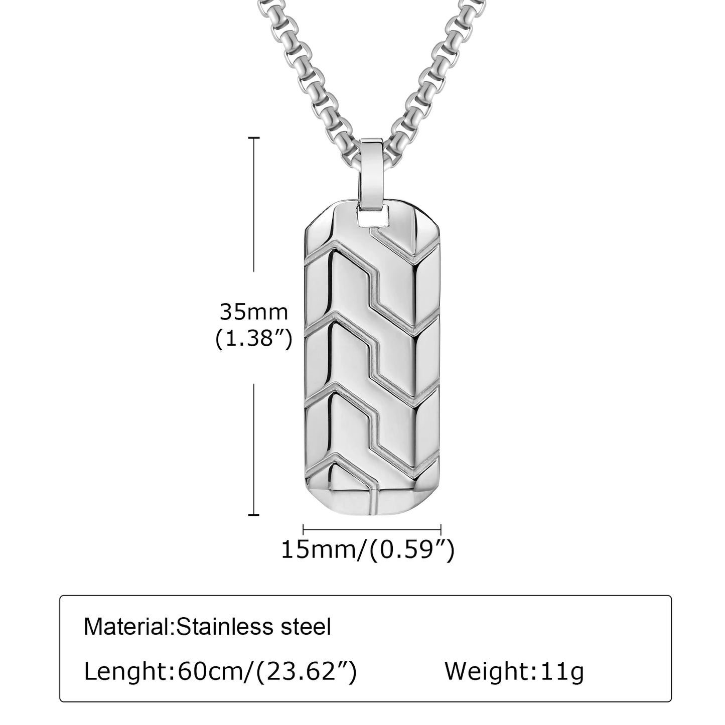 Men's Stainless Steel Geometric Pendant Necklace with Chain