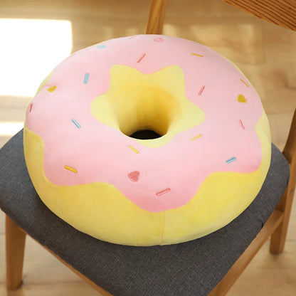 Kawaii Doughnut Plush Pillow — Squishy Stuffed Toy & Decor