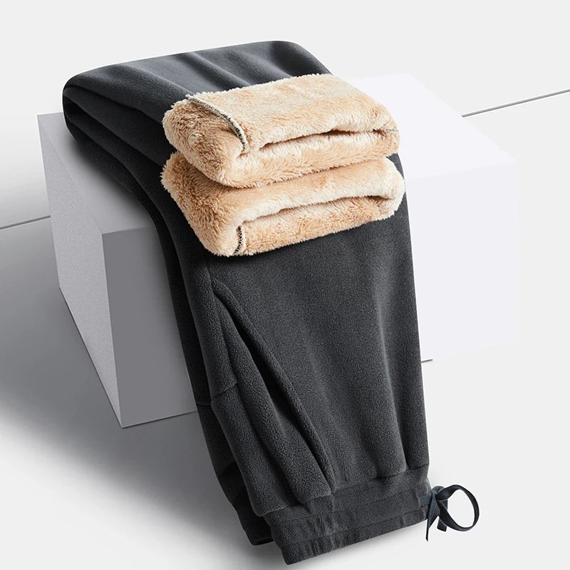 YJKVUR Unisex Winter Oversize Fleece Lined Sweatpants Drawstring Casual Gym