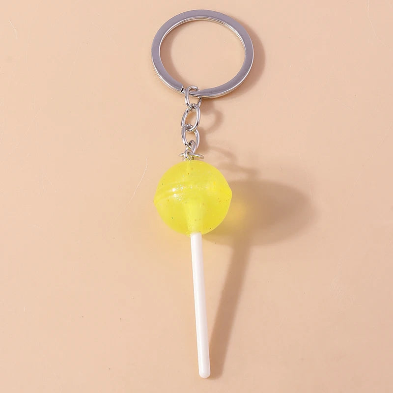 3D Simulation Food Keychain – Cute Resin Lollipop, Donut & Snack Key Ring Charms
