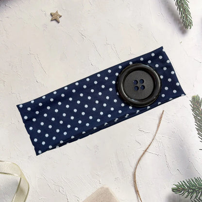 Vintage Polka Dot Button Headband for Women