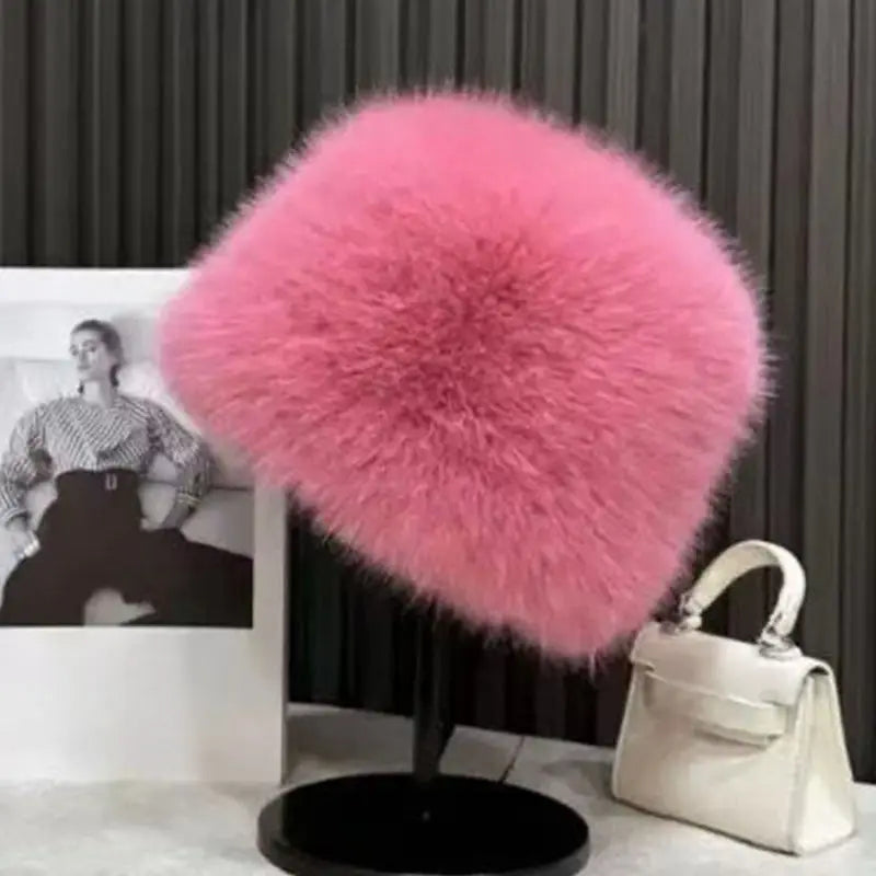 Women's Fluffy Faux Fur Winter Hat – Warm Windproof Bucket & Bomber Cap