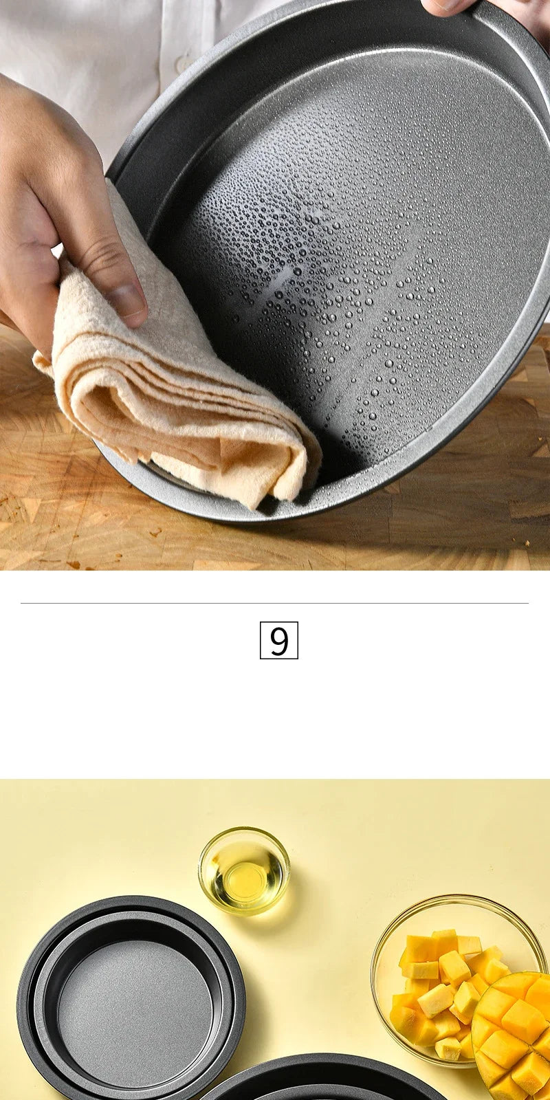 Non-Stick Carbon Steel Pizza Pan | 6–10 inch Black Baking Pan for Oven, Microwave & Chip Tray
