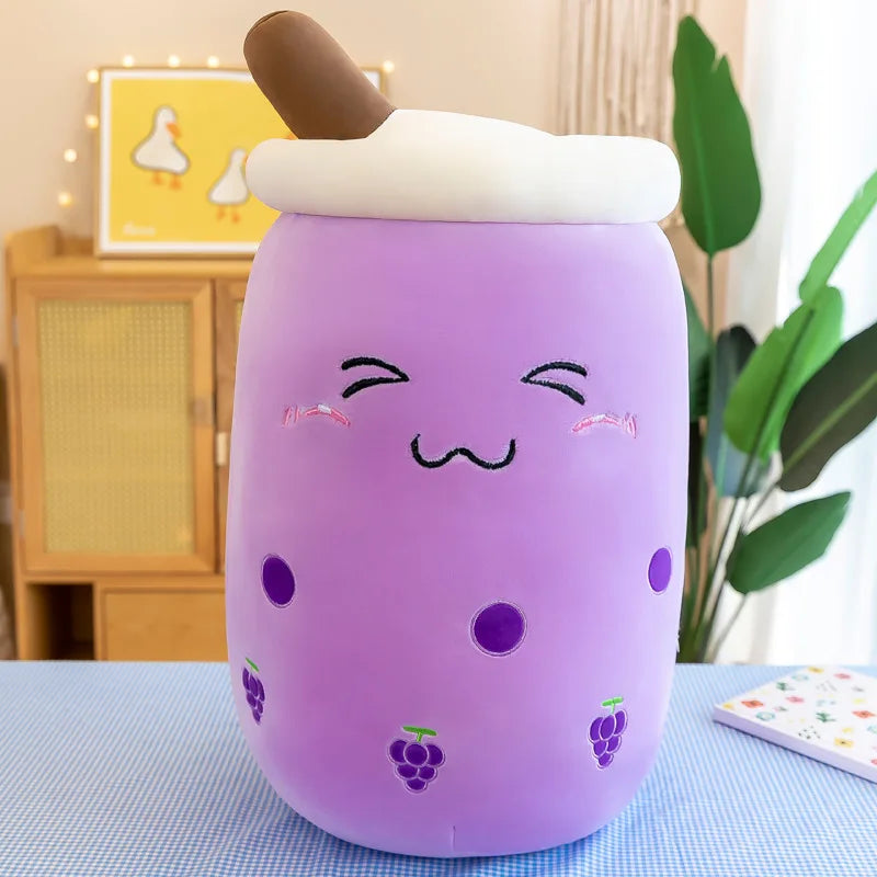 Cute Boba Bubble Tea Plush Toy | 24cm Soft Kawaii Milk Cup Plushie Gift for Kids & Adults