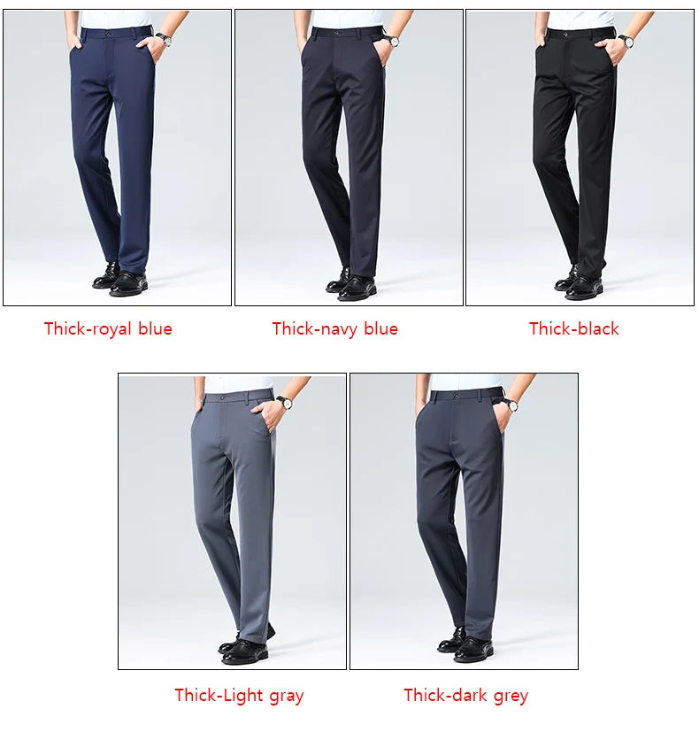 Men's Smart Casual Dress Pants – Elastic Waist Suit Trousers, Straight Fit | Sizes 29–42