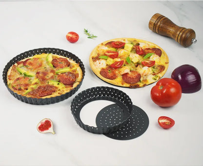 Perforated Non-Stick Pizza & Cake Pan – Carbon Steel Baking Tray (5"/8"/9")