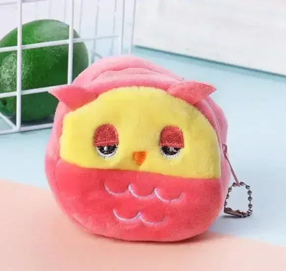 Plush Cartoon Animal Coin Purse with Zipper
