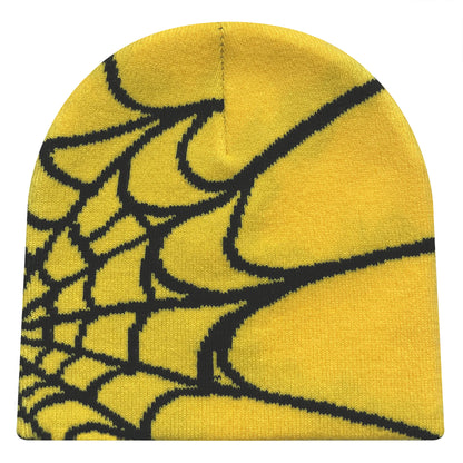 Y2K Spider Web Knit Beanie – Unisex Geometric Streetwear Hat for Outdoor & Everyday Wear