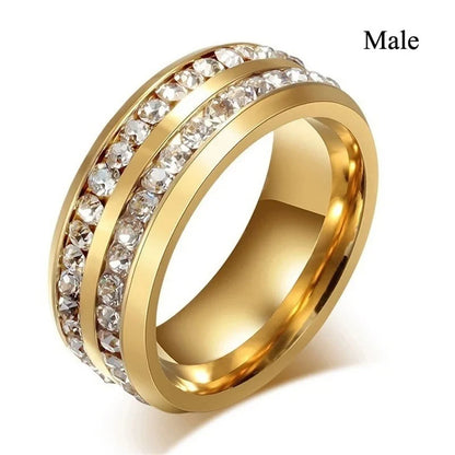 Charm Couple Rings Set | Women's Red Rhinestone Ring & Men's Stainless Steel Celtic Dragon Wedding Band